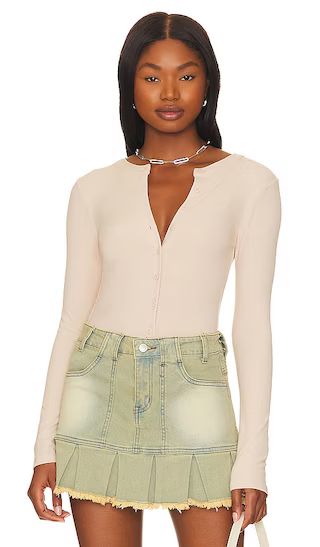 Sasha Button Top in Nude | Revolve Clothing (Global)