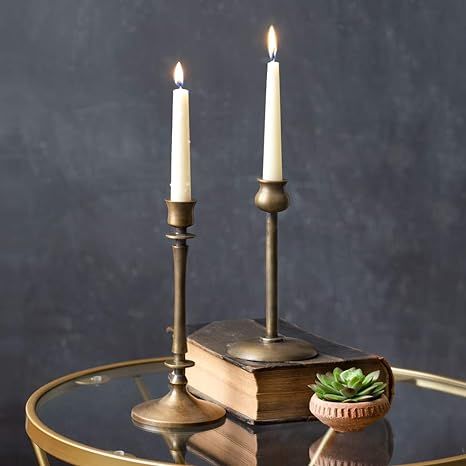 Set of 2 Brass Taper Candle Holders, Candlestick Holders, Centerpiece Table Decorative Vintage, M... | Amazon (US)