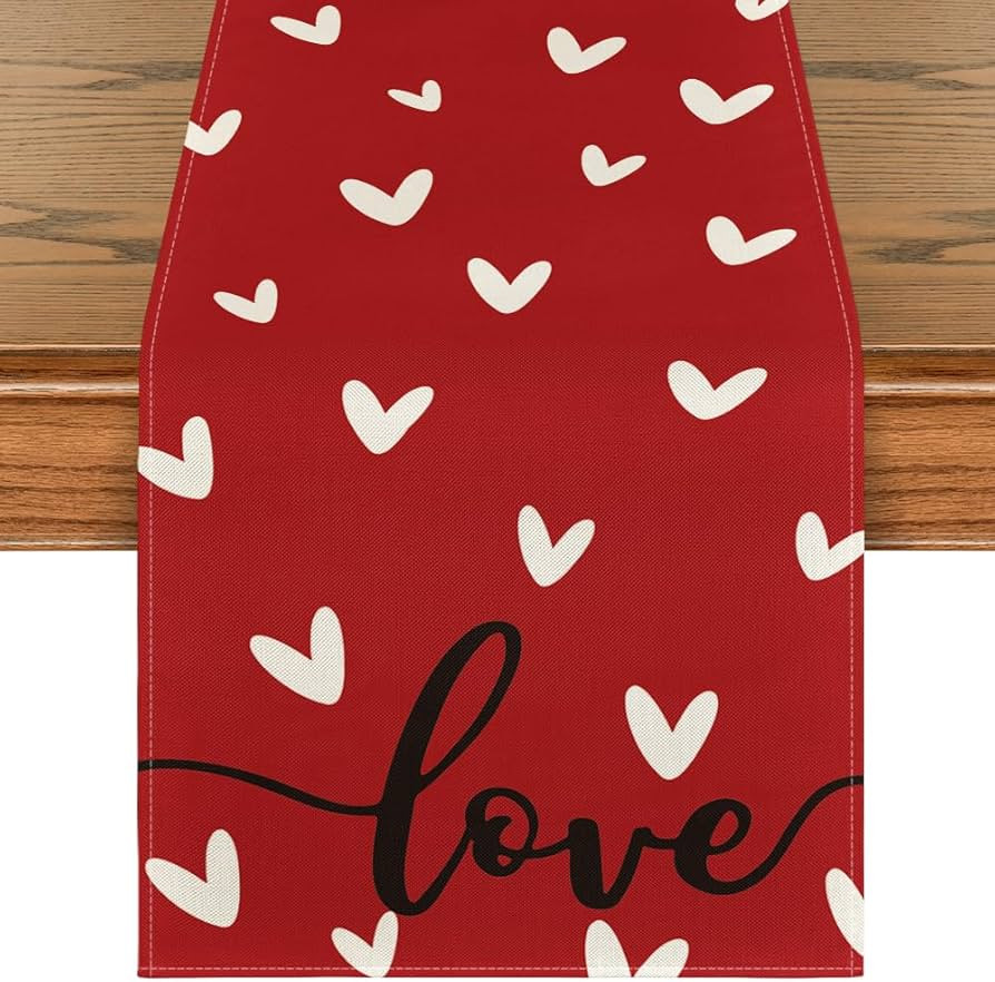 Artoid Mode Red Love Valentine's Day Table Runner, Seasonal Anniversary Kitchen Dining Table Deco... | Amazon (CA)