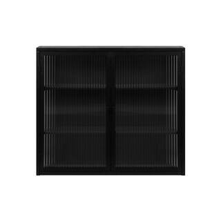 9.06 in. W x 23.62 in. H Rectangular Black Metal Surface Mount Medicine Cabinet without Mirror wi... | The Home Depot