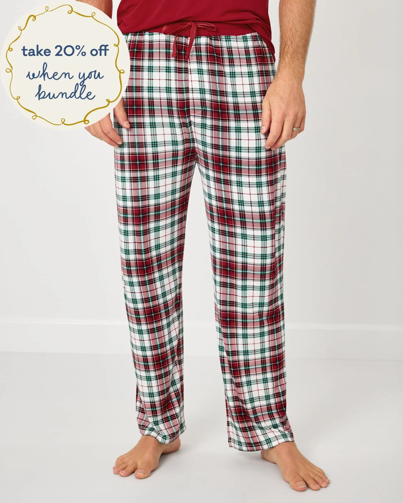 Holly Plaid Men's Pajama Pants | Little Sleepies