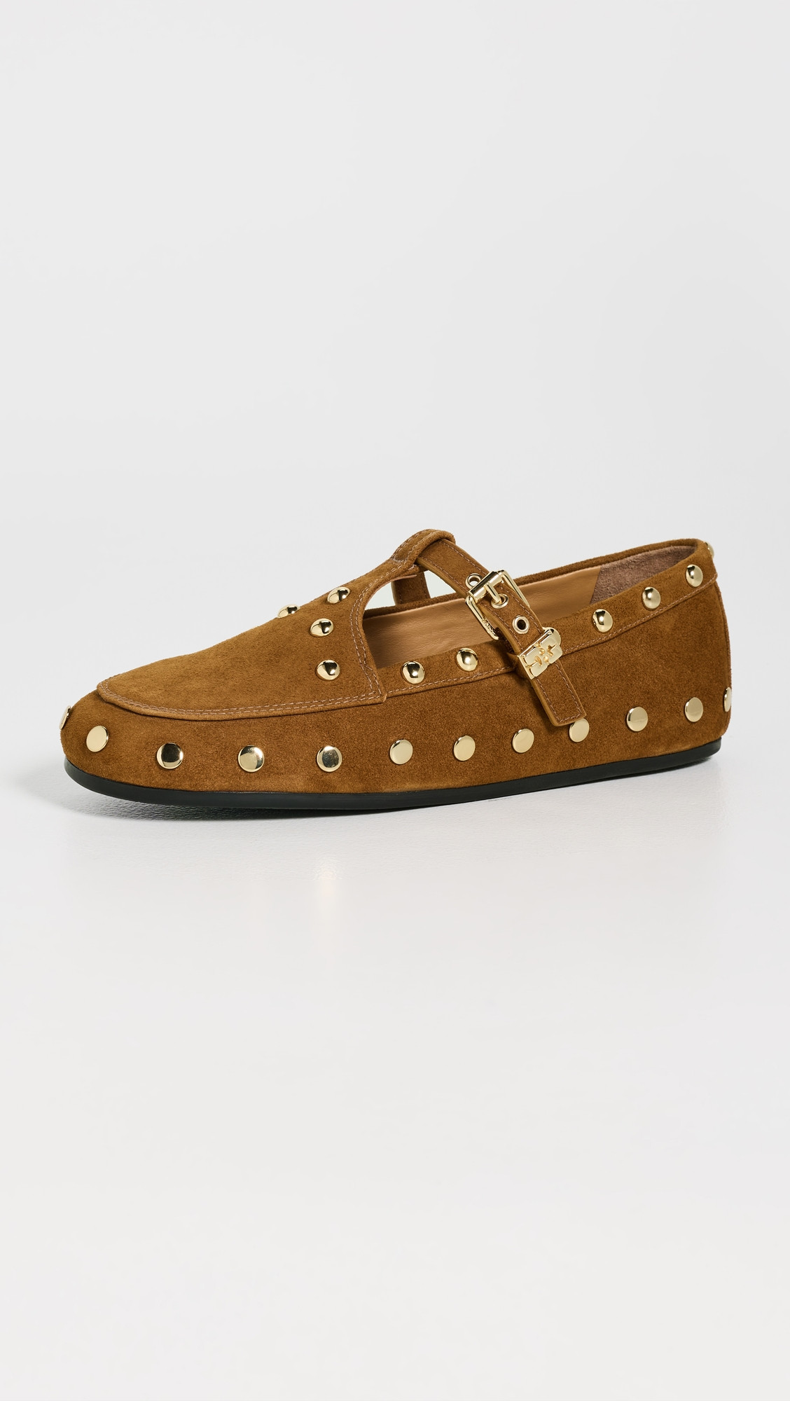 GANNI Mary Jenny Studs Suede Flats Caramel Café 36 | Shopbop