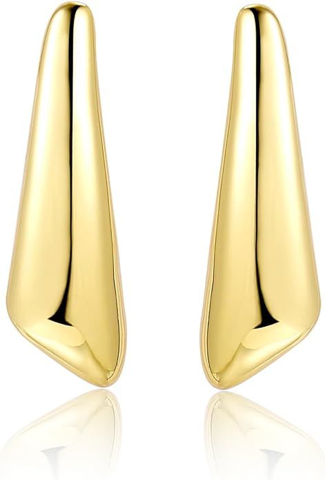 Chunky Gold Dangle Earrings For Women Gold Plated Statement Earrings Large Minimalist Geometric L... | Amazon (US)