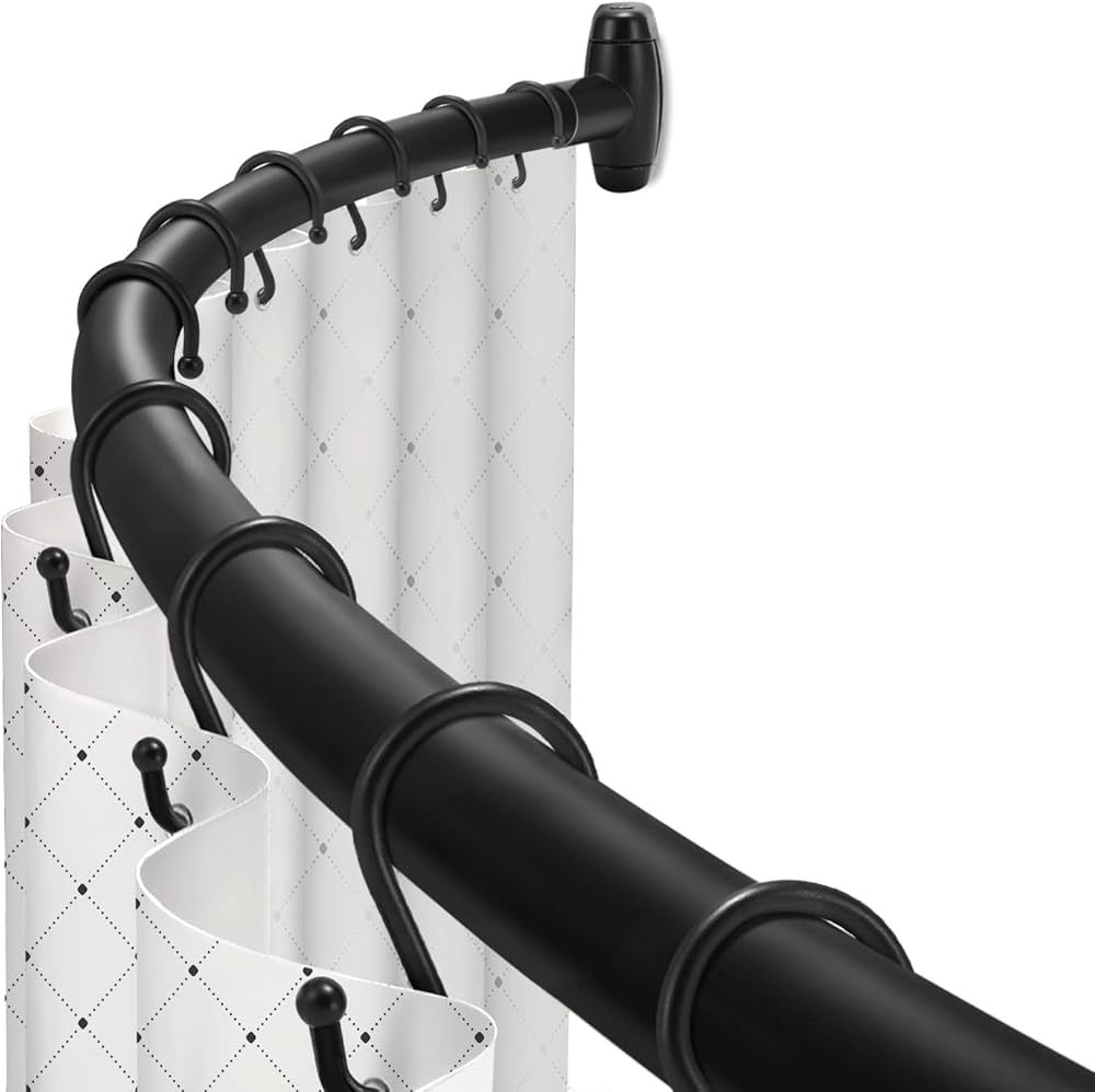 Curved Shower Curtain Rod, TOPROD Black Round Shower Curtain Rod 48-72 Inches Adjustable, Rounded... | Amazon (US)