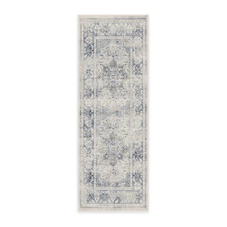 Ruggable Sarrah Machine Washable Traditional Distressed Runner 2.5 x 7 Blue Quartz | Walmart (US)