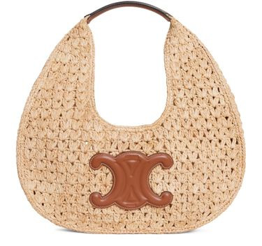 Celine classic panier hobo bag  in raffia and calfskin - CELINE | 24S US
