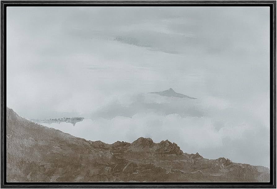 SIGNLEADER Framed Canvas Print Wall Art Brown Hill Over Foggy Terrain Scenic Wilderness Illustrat... | Amazon (US)