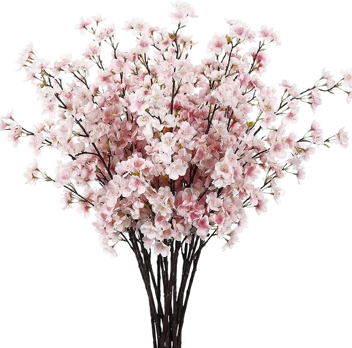 8 Pcs Silk Cherry Blossom Branches Cherry Blossom Tree Stems Long Stem Artificial Flowers for Tal... | Amazon (US)