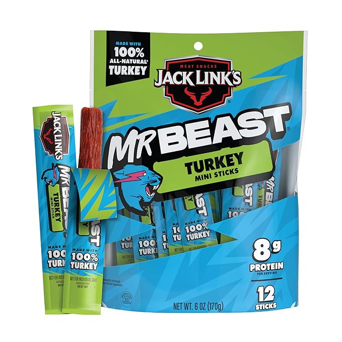 Jack Link’s x MrBeast Turkey Mini Sticks, As Seen on Beast Games, 8g Protein, Made with 100% Al... | Amazon (US)