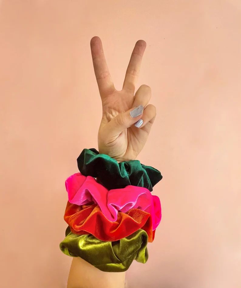 Giant Velvet Scrunchie  Oversized Fun Gift / Olive / Emerald | Etsy | Etsy (US)