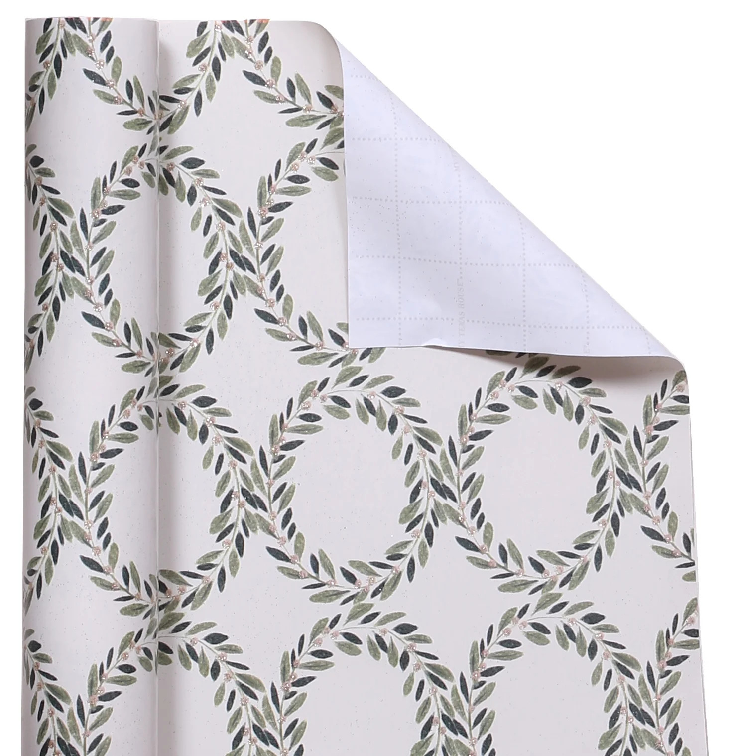 Cream and Green Wreath Christmas Wrapping Paper, 25 Square feet Single Roll by My Texas House - W... | Walmart (US)