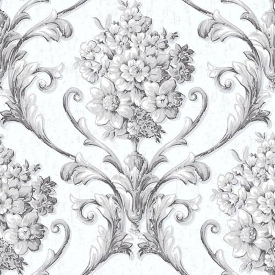 Norwall CS35626 Floral Damask Prepasted Wallpaper, Multi-Color | Amazon (US)