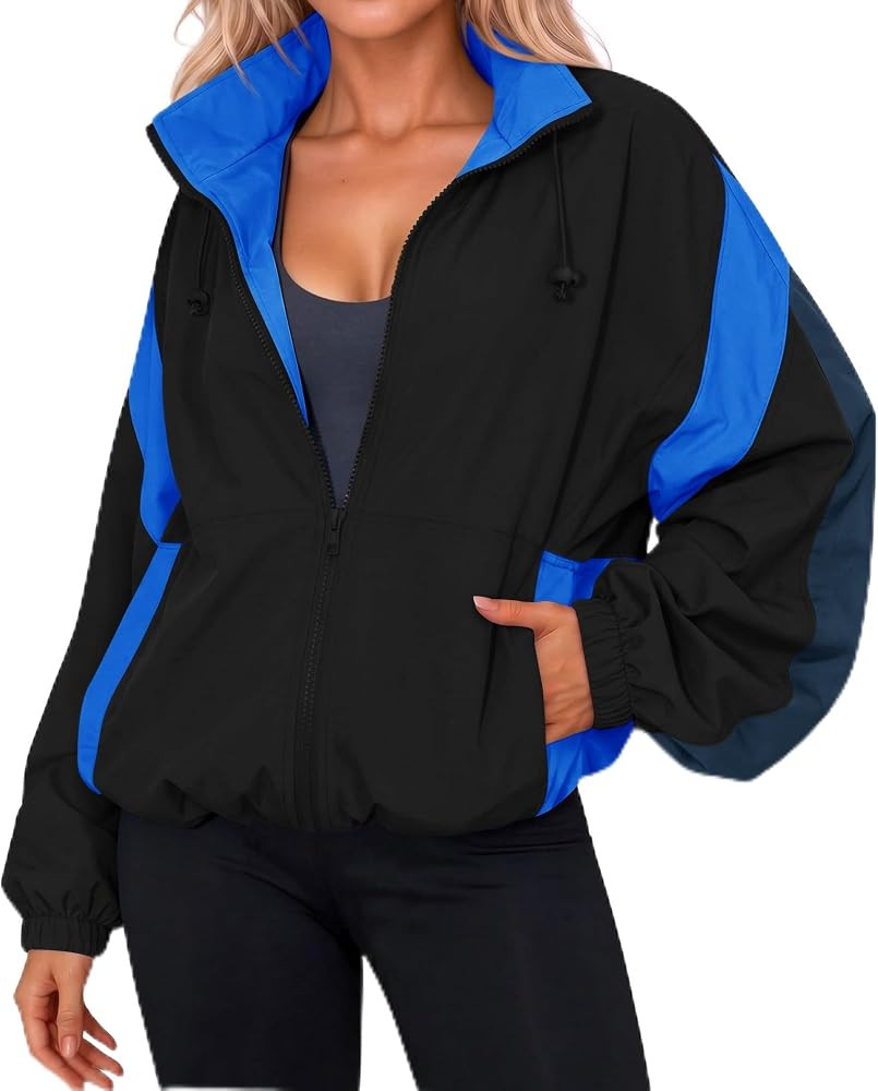Yousify Womens Lightweight Windbreaker Outdoor Hiking Hooded Casual Jacket | Amazon (US)