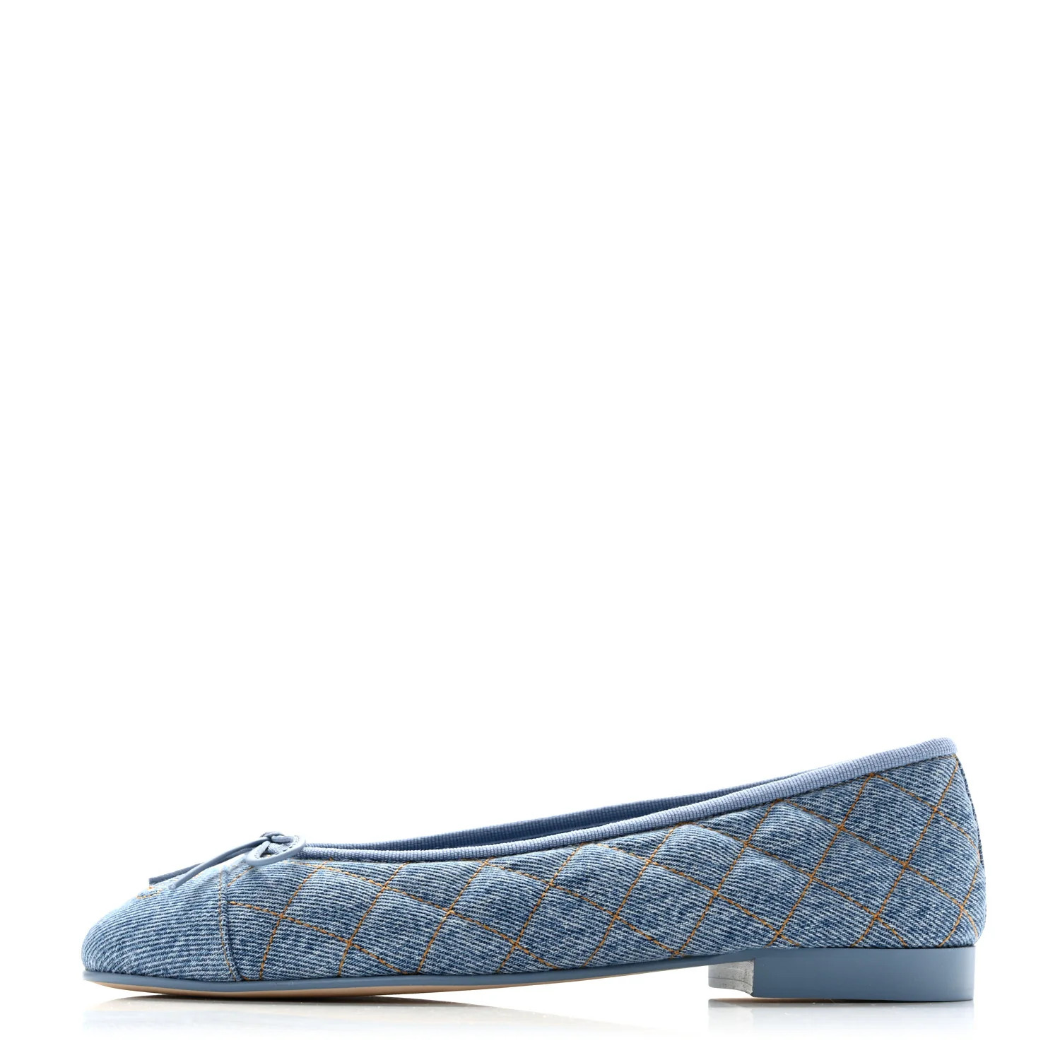 Chanel Denim Quilted CC Cap Toe Ballerina Flats 37 Light Blue 1965064 | FASHIONPHILE (US)