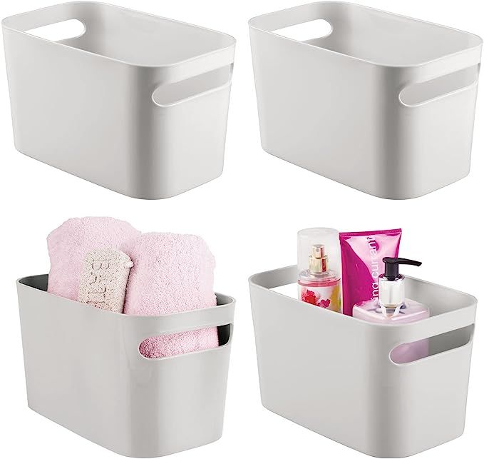 mDesign Deep Plastic Bathroom Vanity Storage Bin with Handles - Organizer for Hand Soap, Body Was... | Amazon (US)