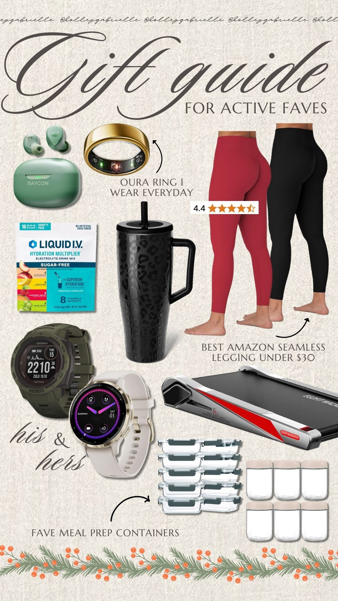 GIFT GUIDE: active faves☺️🎁✨ gift guide / gift ideas / gift / christmas gifts / holiday gifting / for her / for him / presents / present ideas / lola blanekts / gift for in law / gift for neighbor / active / raycon / oura ring / walking pad / legging / Holley Gabrielle 

 #LTKGiftGuide #LTKHoliday #LTKActive