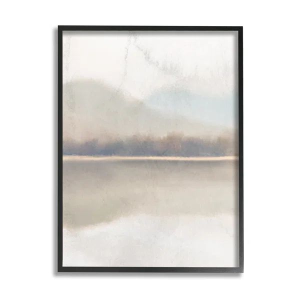 Distant Foggy Land Lake Scenery Framed On Wood by Kim Allen Painting | Wayfair North America