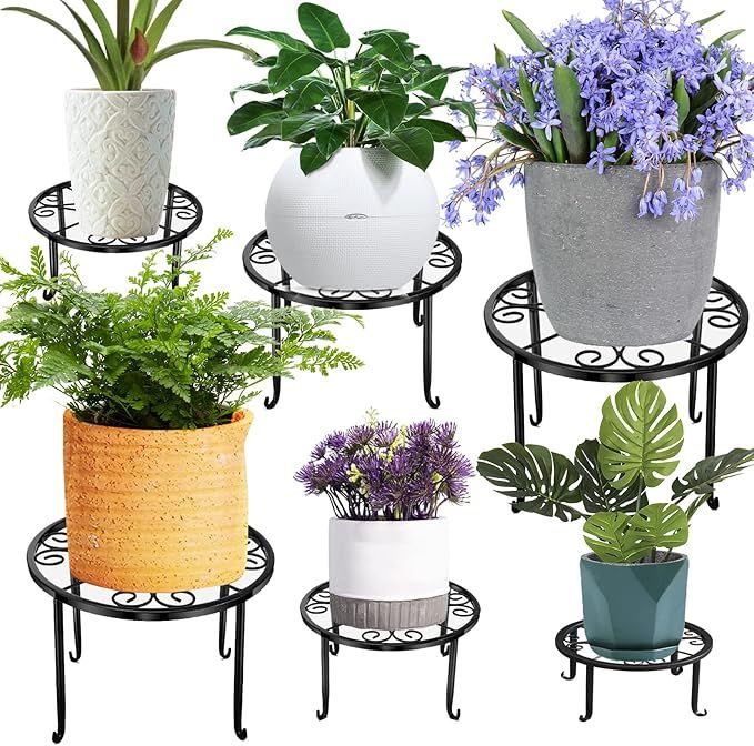 6 Pack Metal Plant Stand Indoor Outdoor Plants Holders-Flower Potted Stands Rack for Multiple Pla... | Amazon (US)