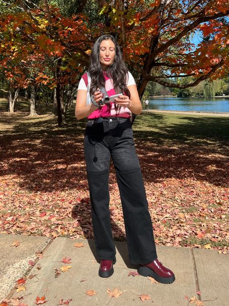 The perfect fall casual outfit! I live for sweater vests, especially colorful ones. This cherry color is so precious for Fall and is one of the most trending colors of the season. I absolutely love this Fall black denim as well - SO CUTE! 

#LTKshoecrush #LTKHoliday #LTKstyletip