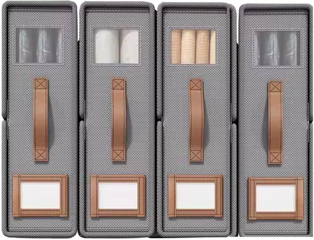 Pack of 4 Bed Sheet Organizers and Storage - Foldable Storage Box with Label holder & Clear Windo... | Amazon (US)