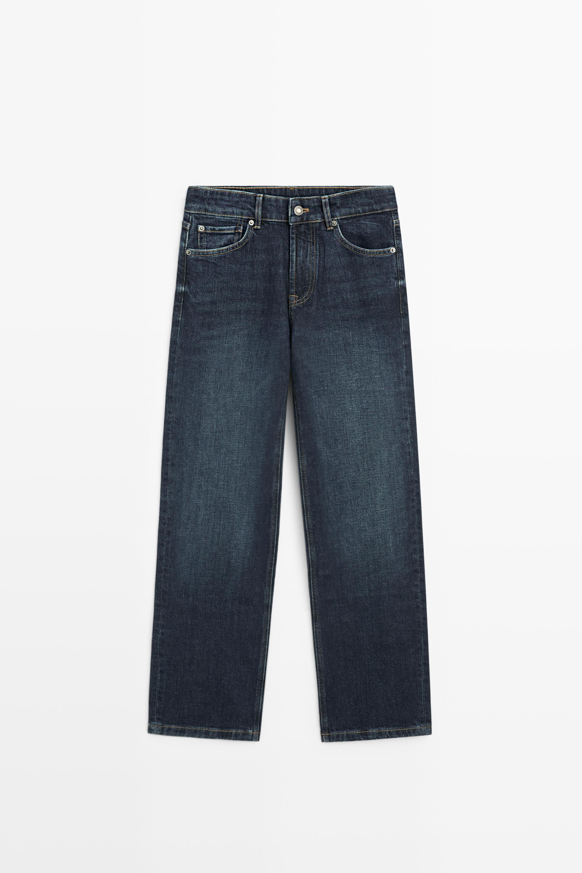 High-waist cropped straight-leg jeans | Massimo Dutti UK