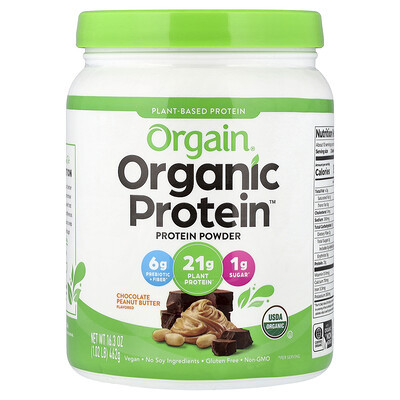 Orgain, Organic Protein™ Powder, Plant-Based, Chocolate Peanut Butter, 1.02 lbs (462 g) | iHerb