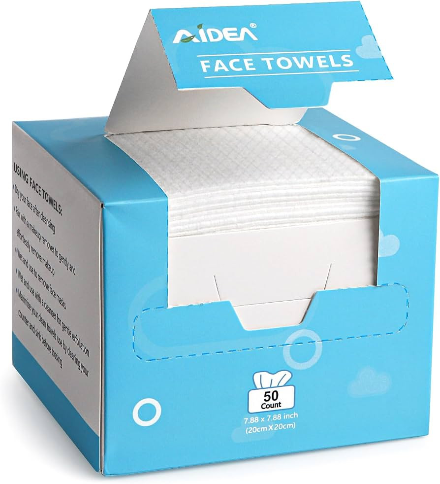 AIDEA Face Towels Disposable-50Ct (1 Box), Clean Facial Towels, Facial Cleansing Wipes for Sensit... | Amazon (UK)