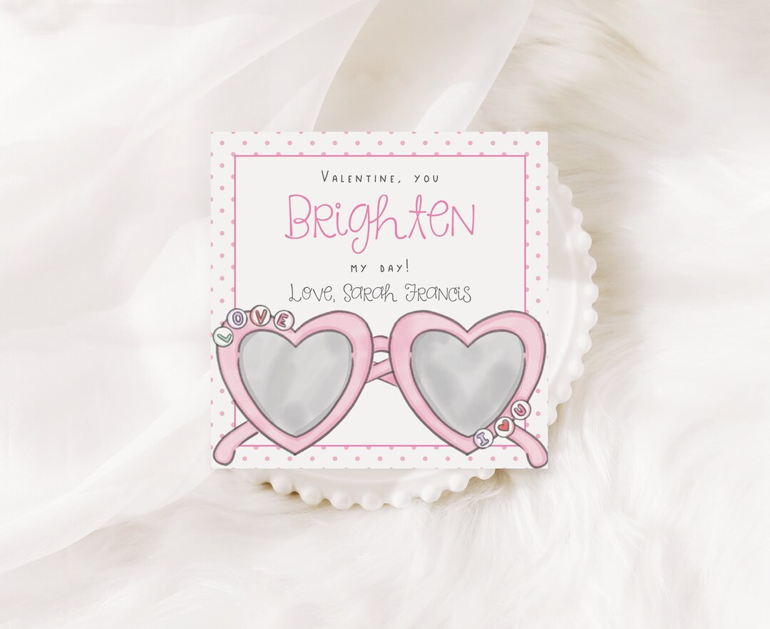 Printable Valentine Favor Tag Sunglasses Valentine Favor You Are the Brightest Sunnies Girl Valen... | Etsy (US)