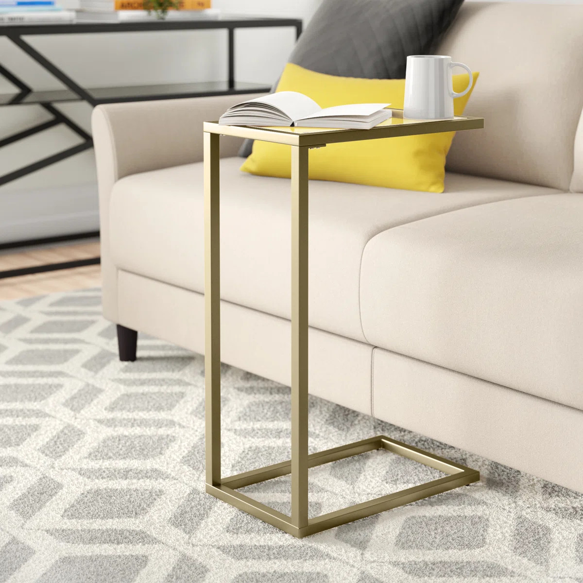 Elegant Gold Small 25.5" Space-Saving C-Shaped Side Table | Wayfair North America