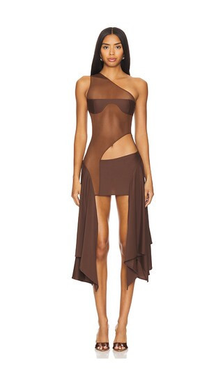 Sketch-Y x REVOLVE Tricot Mesh Dress in Brown. - size S | Revolve Clothing (Global)