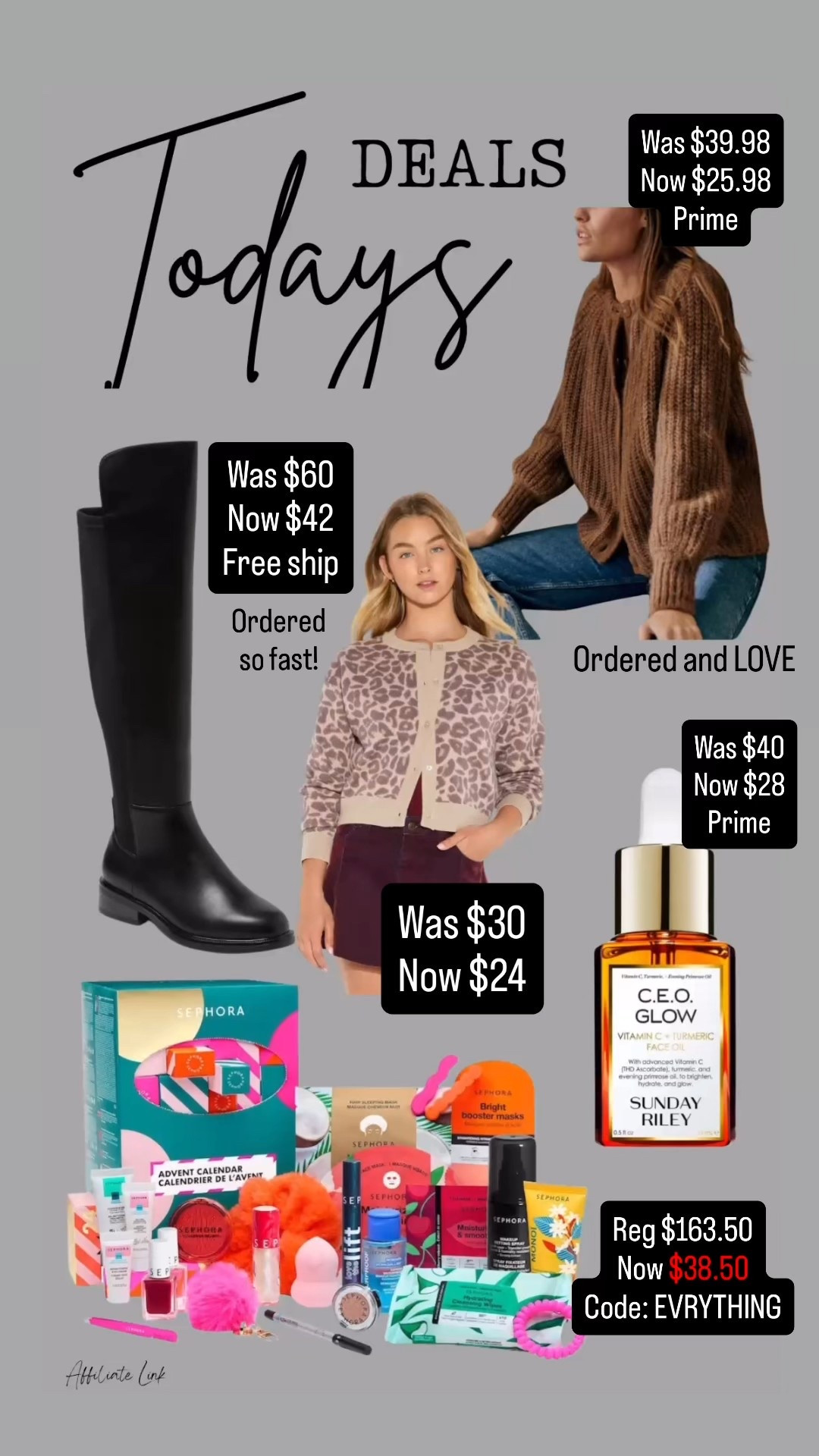 Today’s deals
Major beauty sale
Winter skin must have
Winter beauty
Sephora sale code everything
Advent calendar on major
Gifts for tween
Gifts for teens
Riding boots
Winter boots
Target shoe sale
Target clothing sale
Leopard print sweater
Sweaters
Amazon sweaters
Cardigans
Winter outfit
Fall outfit
Thanksgiving outfit

#LTKFindsUnder50 #LTKSaleAlert #LTKStyleTip