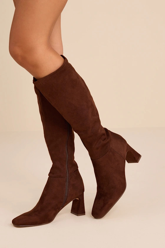 Hunny Brown Square-Toe Knee-High Boots | Lulus