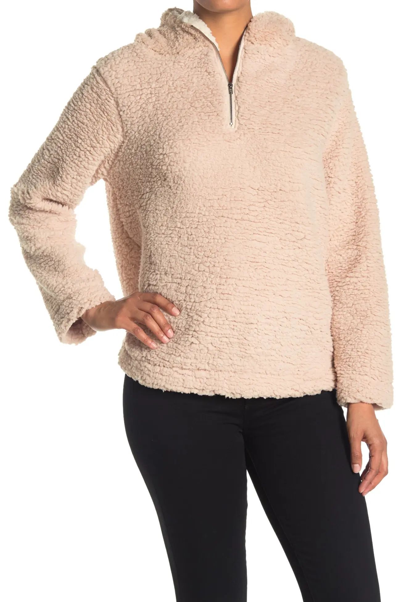 Forgotten Grace | Hooded Quarter Zip Faux Shearling Pullover | Nordstrom Rack | Nordstrom Rack