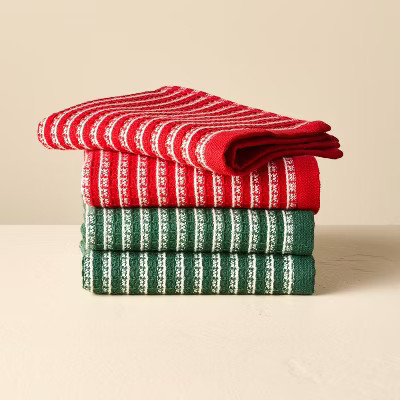 Set of 4 Dish Cloths Red/Green - Hearth & Hand™ with Magnolia | Target