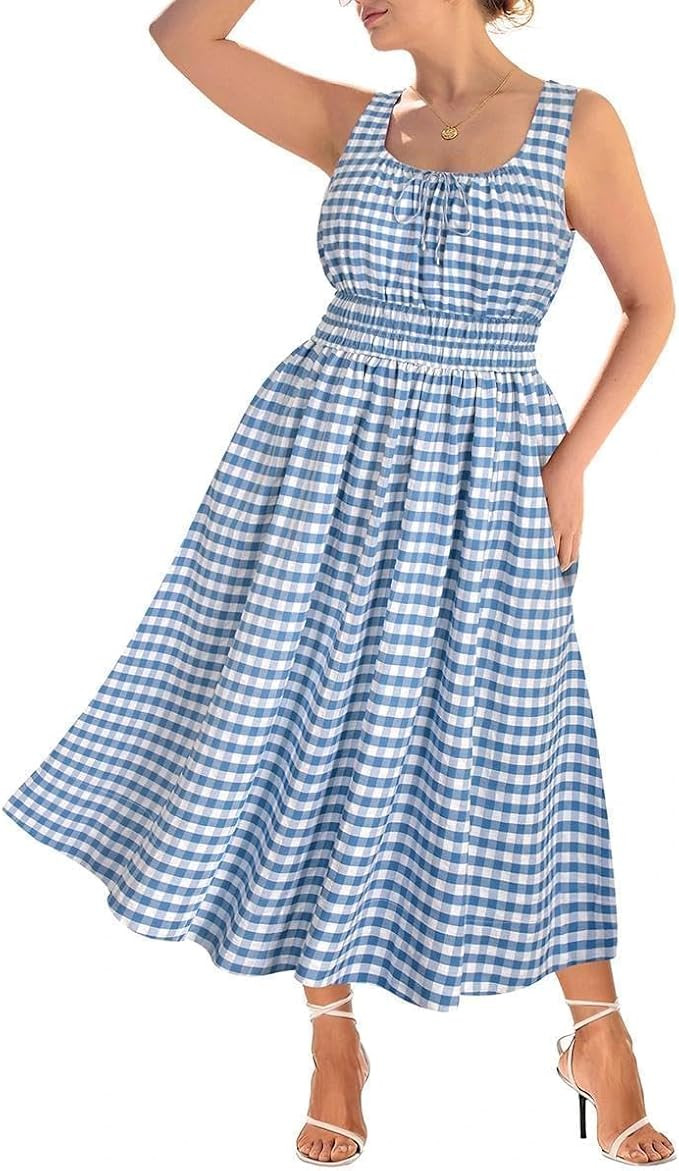 RITERA Women's Spaghetti Strap Dress Plus Size Boho Square Neck Maxi Dresses Beach Sundress Flora... | Amazon (US)