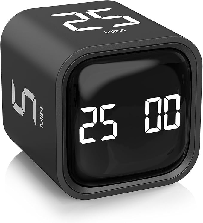 Rotating Pomodoro Timer 5, 25, 10 50 Minutes Preset, Desk Productivity Timer w/Gravity Sensor, Cu... | Amazon (US)