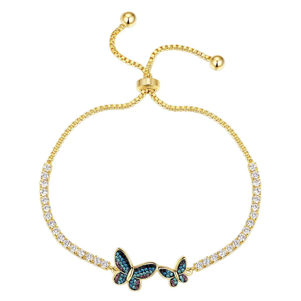 14k Gold Plated Crystal Butterfly Mommy & Me Adjustable Bracelet | Kohl's