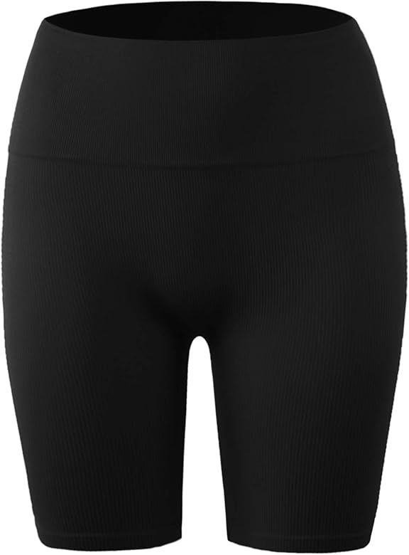 A2Y Women's Lightweight Mid Length Fitness Workout Seamless Ribbed Biker Shorts | Amazon (US)