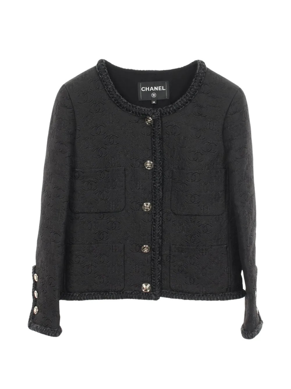 CHANEL Pre-Owned 1986-1988 CC-button embossed jacket - Black | Farfetch Global