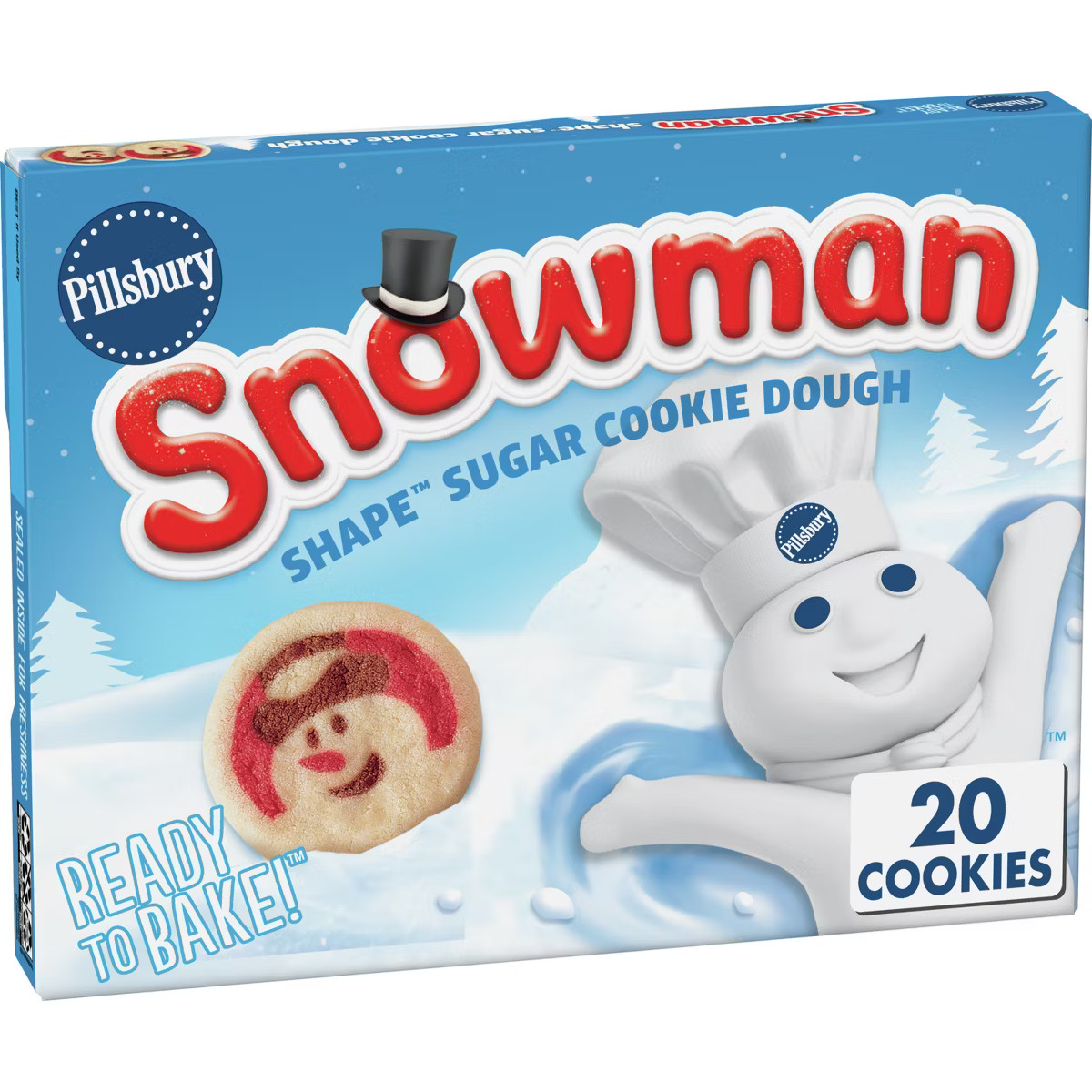 Pillsbury Ready-to-Bake Snowman Shape Sugar Cookie Dough - 9.1oz/20ct | Target