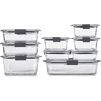 Rubbermaid Brilliance Glass Food Storage Containers, Assorted Sizes, Set of 9, BPA-Free, Leak-Pro... | Amazon (US)