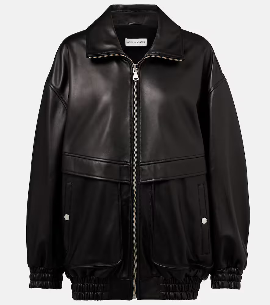 Nour Hammour Beck leather bomber jacket | Mytheresa (UK)