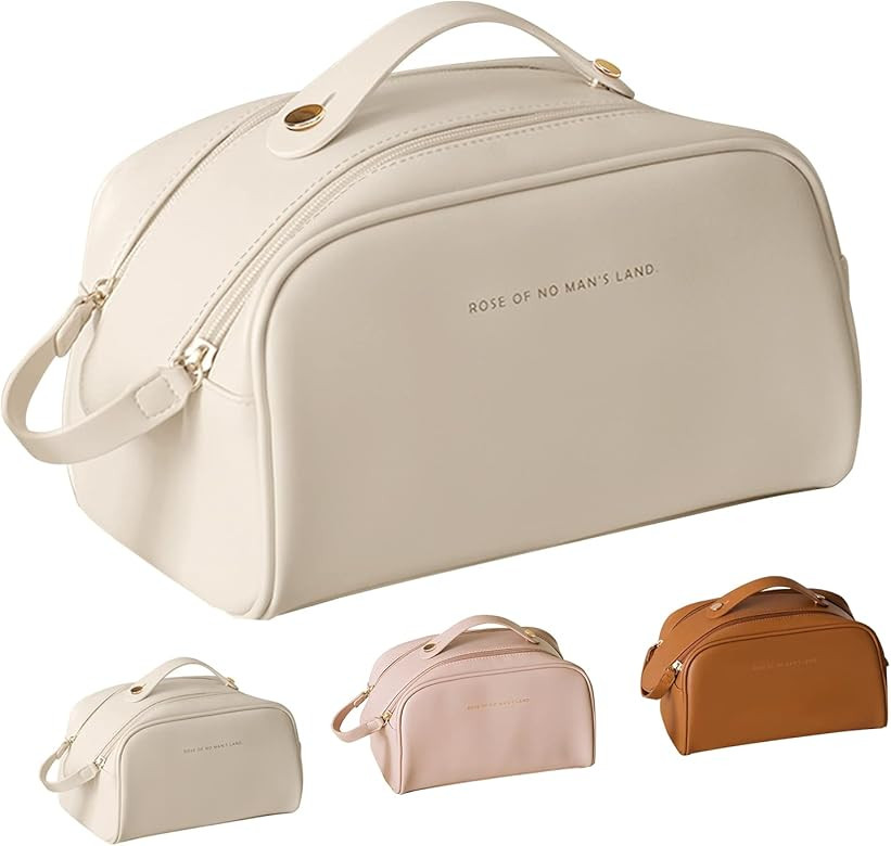 New Portable Cosmetic Bags Large-Capacity Travel Makeup Bag for Women, Waterproof PU Leather Make... | Amazon (CA)