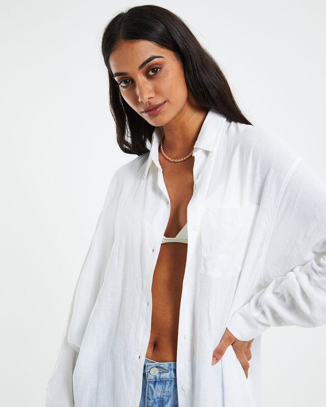 Avah Oversized Linen Shirt White | General Pants