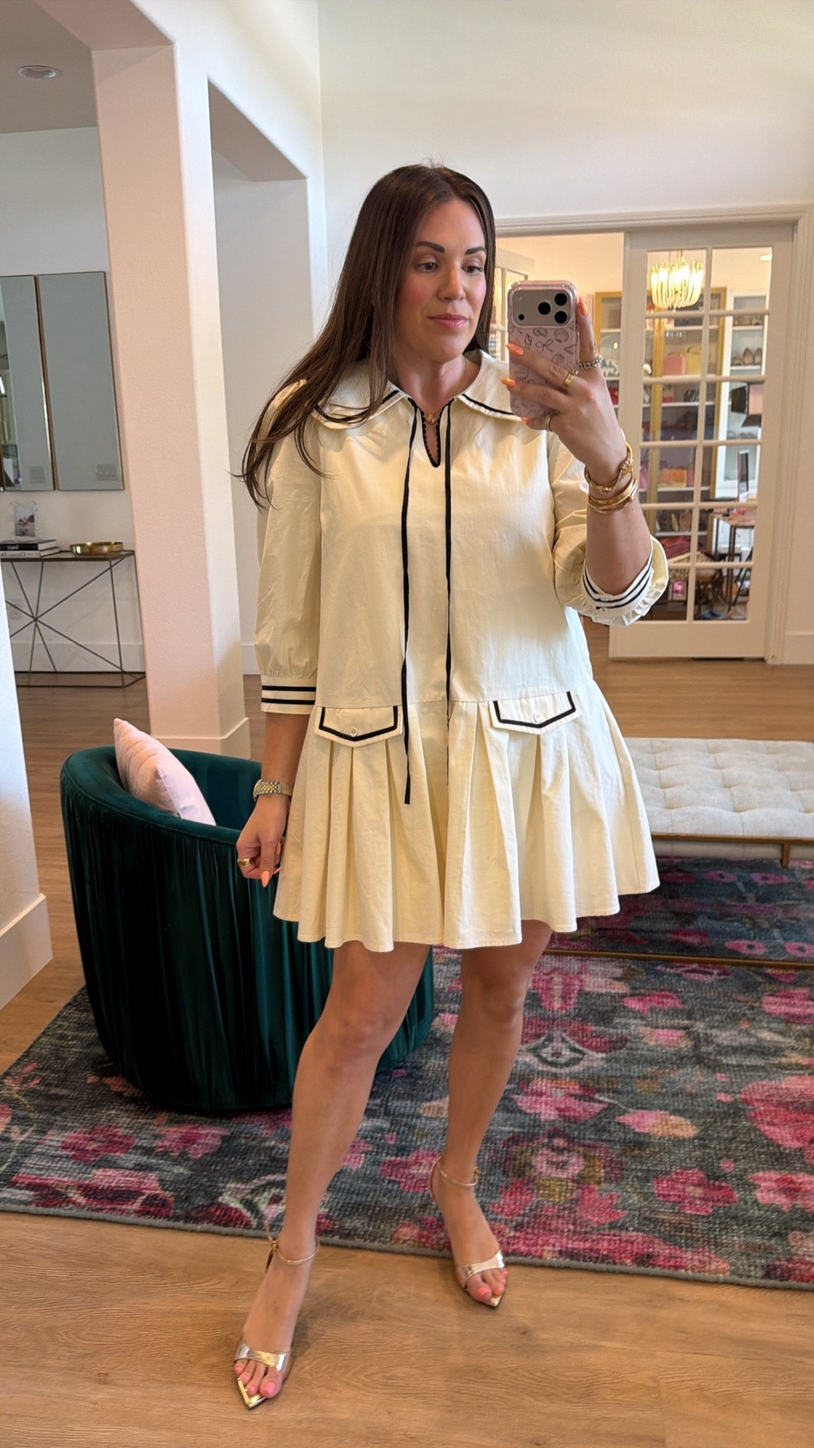 curvy midsize Nordstrom Anniversary Sale look! wearing size large in dress, but need the medium! size down, very voluminous. love the gold strappy heels!

#LTKSeasonal #LTKMidsize #LTKSaleAlert