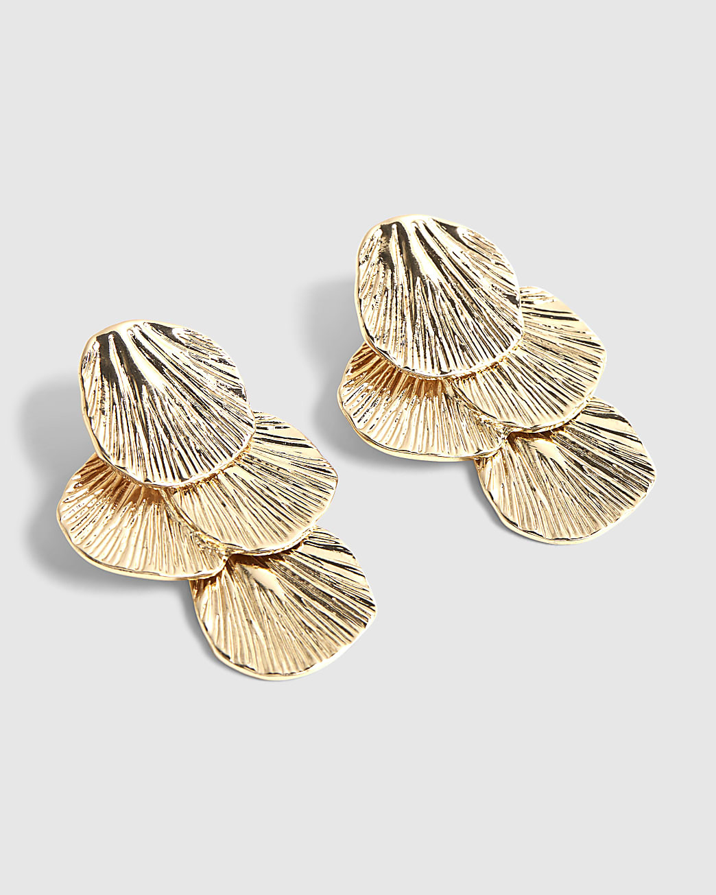 Gold Layered Fan Drop Earrings | River Island UK & IE