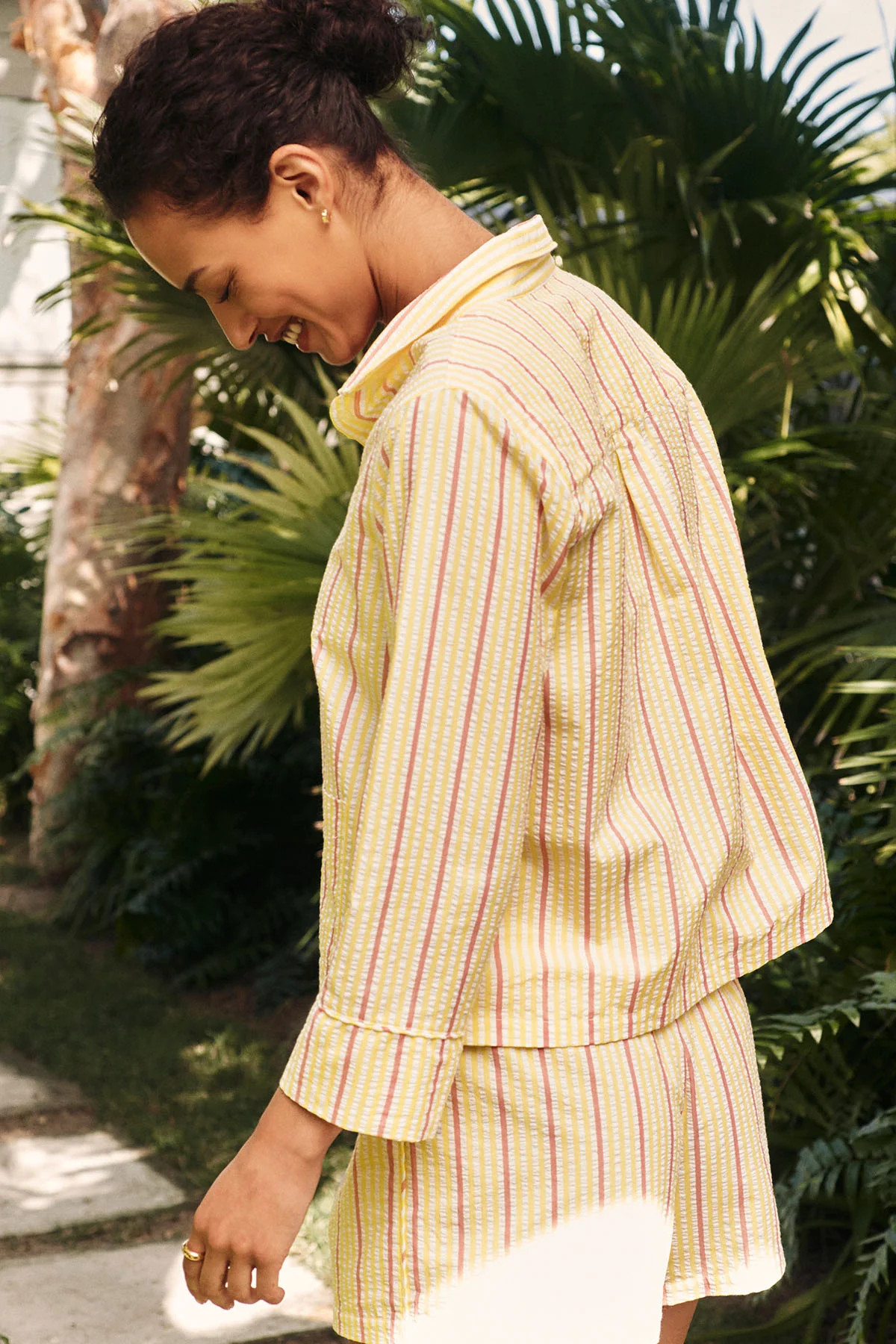 Georgie Pocket Shorts Set in Zest Coastline Seersucker | Lake Pajamas