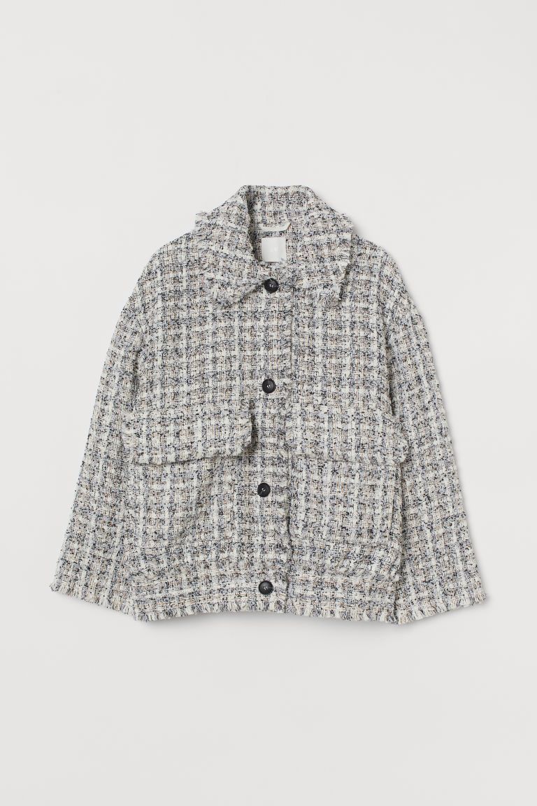 H & M - Textured-weave Jacket - White | H&M (US + CA)