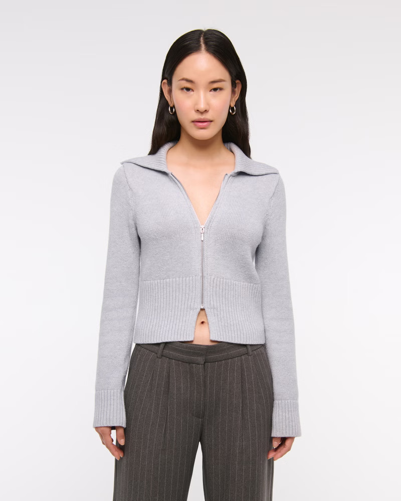 Women's Zip-Up Collared Cardigan | Women's | Abercrombie.com | Abercrombie & Fitch (US)