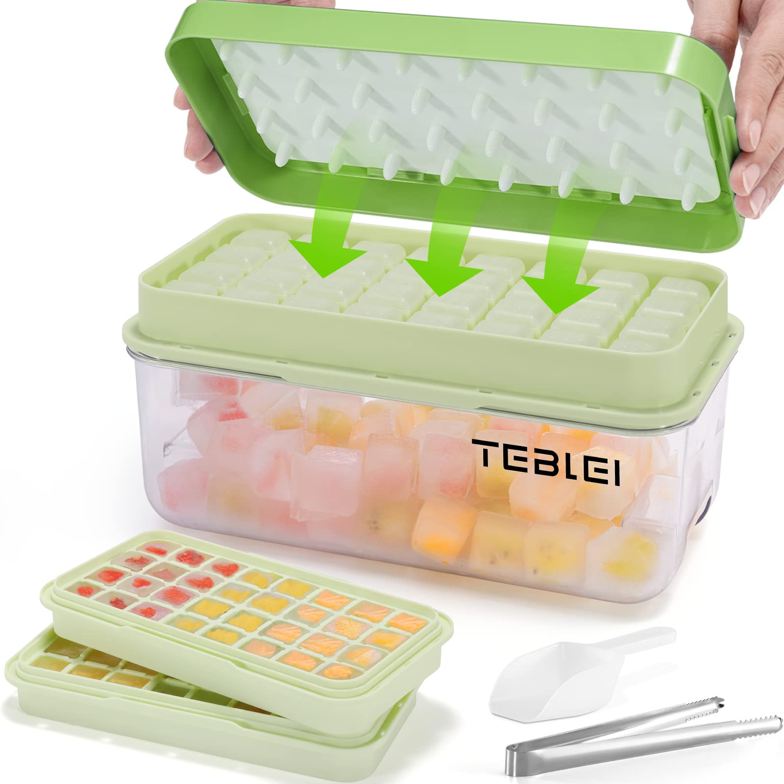 TEBLEI Ice Cube Tray with Lid and Bin, 64 Pcs Silicone Ice Cube Molds for Freezer, Easy Release &... | Amazon (US)